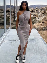 One Shoulder High Split Maxi Dress